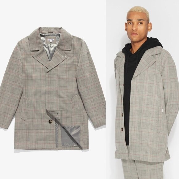 NWT Banks Journal Downtown Check Plaid Trench Coat Jacket Crock S L Gingham - Picture 3 of 13